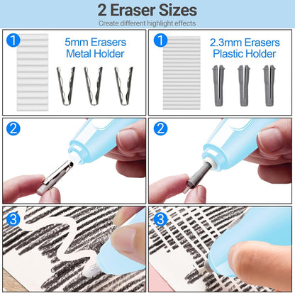 【Ali Haider Artist】AFMAT EE04 Electric Rechargeable Electric Eraser Kit for Artists,140 Refills for Drafting