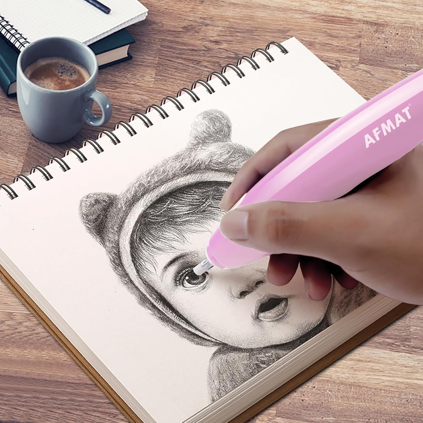 【Ali Haider Artist】AFMAT EE04 Electric Rechargeable Electric Eraser Kit for Artists,140 Refills for Drafting