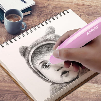 【Ali Haider Artist】AFMAT EE04 Electric Rechargeable Electric Eraser Kit for Artists,140 Refills for Drafting
