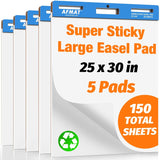 AFMAT Klebe-Staffelei-Blöcke, 25 x 30 Zoll Flipchart-Papier für Lehrer, super klebrig und blutfest, selbstklebendes Staffelei-Papier für Büro/Klassenzimmer/Whiteboard/Wand/Fenster, 30 Blatt/Block, 5 Blöcke, Modell: AFEP35BL 