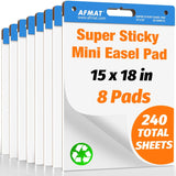 AFMAT Sticky Mini Easel Pads, 15 in x 18 in Flip Chart Paper for Teachers, Super Sticky & Bleed-Resistant, Self-Stick Easel Paper for Office/Classroom/Whiteboard/Wall/Windows, 30 Sheets/Pad, 8 Pads,Model:AFEP18BL