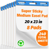 AFMAT Sticky Easel Pads, 20 in x 23 in Flip Chart Paper for Teachers, 30 Sheets/Pad, 8 Pads,Model:AFEP28BL