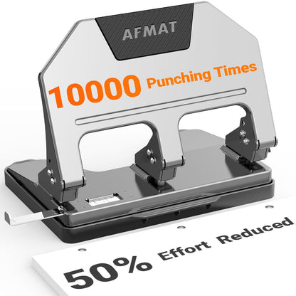 AFMAT HPX3 3 Hole Punch Heavy Duty, 40-Sheet 3 Hole Puncher for Binder, Metal Three Hole Punch w/ 10000+ Punching Times,Blue