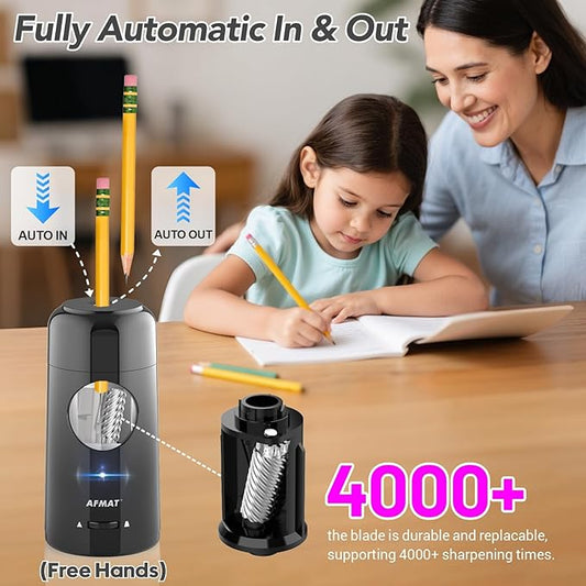 Available in Australia:AFMAT PSX6 Electric Pencil Sharpener, Rechargeable Automatic Pencil Sharpener for Jumbo & Colored Pencils (7-11.5mm),Black