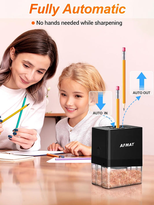 AFMAT Vollautomatischer kleiner batteriebetriebener elektrischer Bleistiftspitzer, Modell: PSA8 (Schwarz)