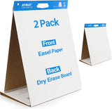 2-Pack Tabletop Sticky Easel Pad and Dry Erase Board 2 in 1, 20 x 23 inches, 20 Sheets/Pad, Portable Easel Stands for Teachers, Ideal for Training, Presentation, Meetings, Kids Doodling,Model:AFTP22BL