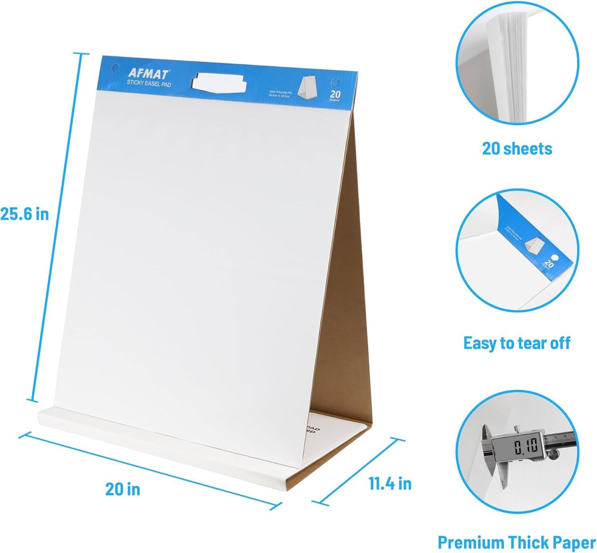 2-Pack Tabletop Sticky Easel Pad and Dry Erase Board 2 in 1, 20 x 23 inches, 20 Sheets/Pad, Portable Easel Stands for Teachers, Ideal for Training, Presentation, Meetings, Kids Doodling,Model:AFTP22BL