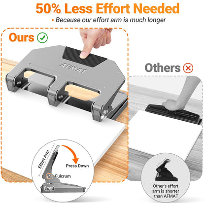 AFMAT HPX3 3 Hole Punch Heavy Duty, 40-Sheet 3 Hole Puncher for Binder, Metal Three Hole Punch w/ 10000+ Punching Times,Blue