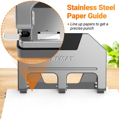 AFMAT HPX3 3 Hole Punch Heavy Duty, 40-Sheet 3 Hole Puncher for Binder, Metal Three Hole Punch w/ 10000+ Punching Times,Blue
