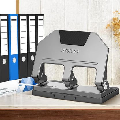 AFMAT HPX3 3 Hole Punch Heavy Duty, 40-Sheet 3 Hole Puncher for Binder, Metal Three Hole Punch w/ 10000+ Punching Times,Blue