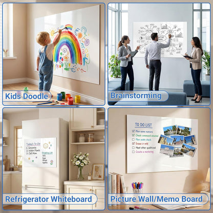 AFMAT White Board Dry Erase Paper, 36" x 24" Whiteboard Wallpaper, with 3 Markers, Stain-Proof & Super Sticky, No Ghost After 60 Days, Peel and Stick Dry Erase Board Paper Roll for Wall/Home/Office,WS12B