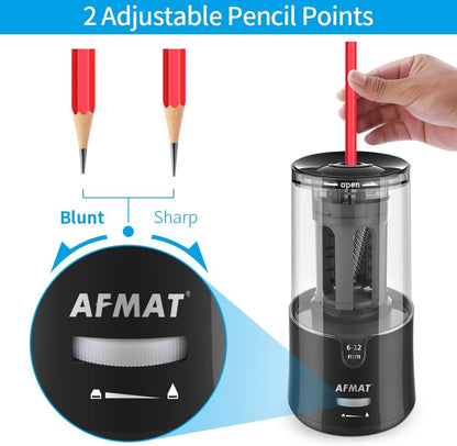 AFMAT PSA7 Electric Auto Stop Long Point Pencil Sharpener for Artist,8-17mm Super Long Point, for φ6-12mm Charcoal Drawing Sketching Colored Pencils