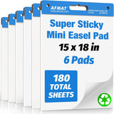 AFMAT Sticky Easel Pads, 15 in x 18 in Flip Chart Paper for Teachers, Ink Bleed-Through Resistant Easel Paper for Office/Classroom/Whiteboard/Wall/Windows, 30 Sheets/Pad, 6 Pads,Model:AFEP16BL