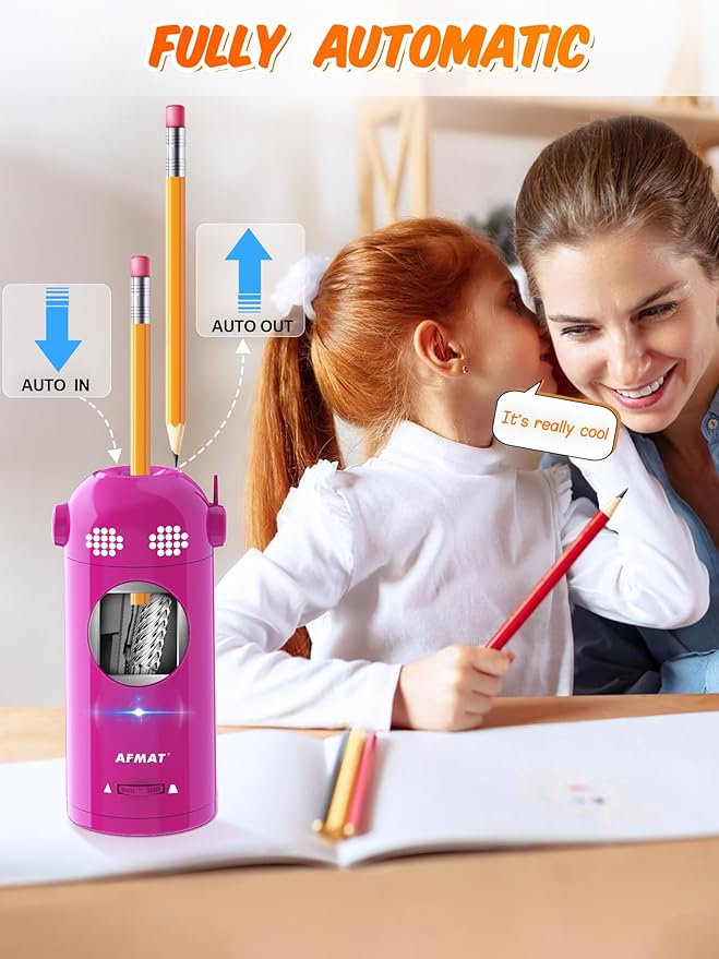 AFMAT PSX5EW Robot Fully Automatic Electric Pencil Sharpener for 7-11.5mm Pencils,PSX5GNEW