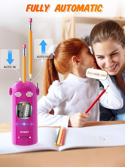 AFMAT PSX5EW Robot Fully Automatic Electric Pencil Sharpener for 7-11.5mm Pencils,PSX5GNEW