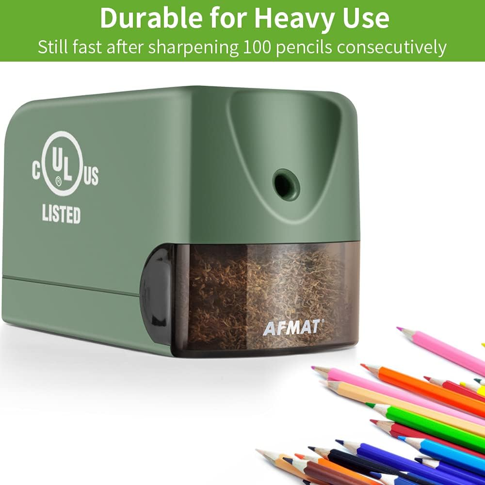 Disponible en México:AFMAT PS13 Sacapuntas eléctrico, sacapuntas resistentes para el aula de 6,5 a 8 mm, n.º 2, de colores, con certificación UL, con hoja helicoidal más fuerte, el mejor sacapuntas escolar,Negro