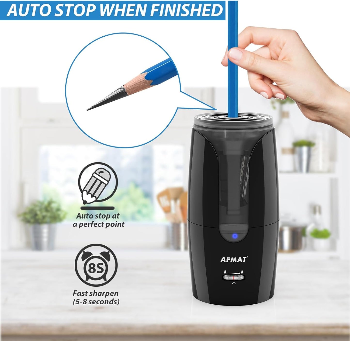 Electric Rechargeable Long Point Pencil Sharpener for Artist,PS29