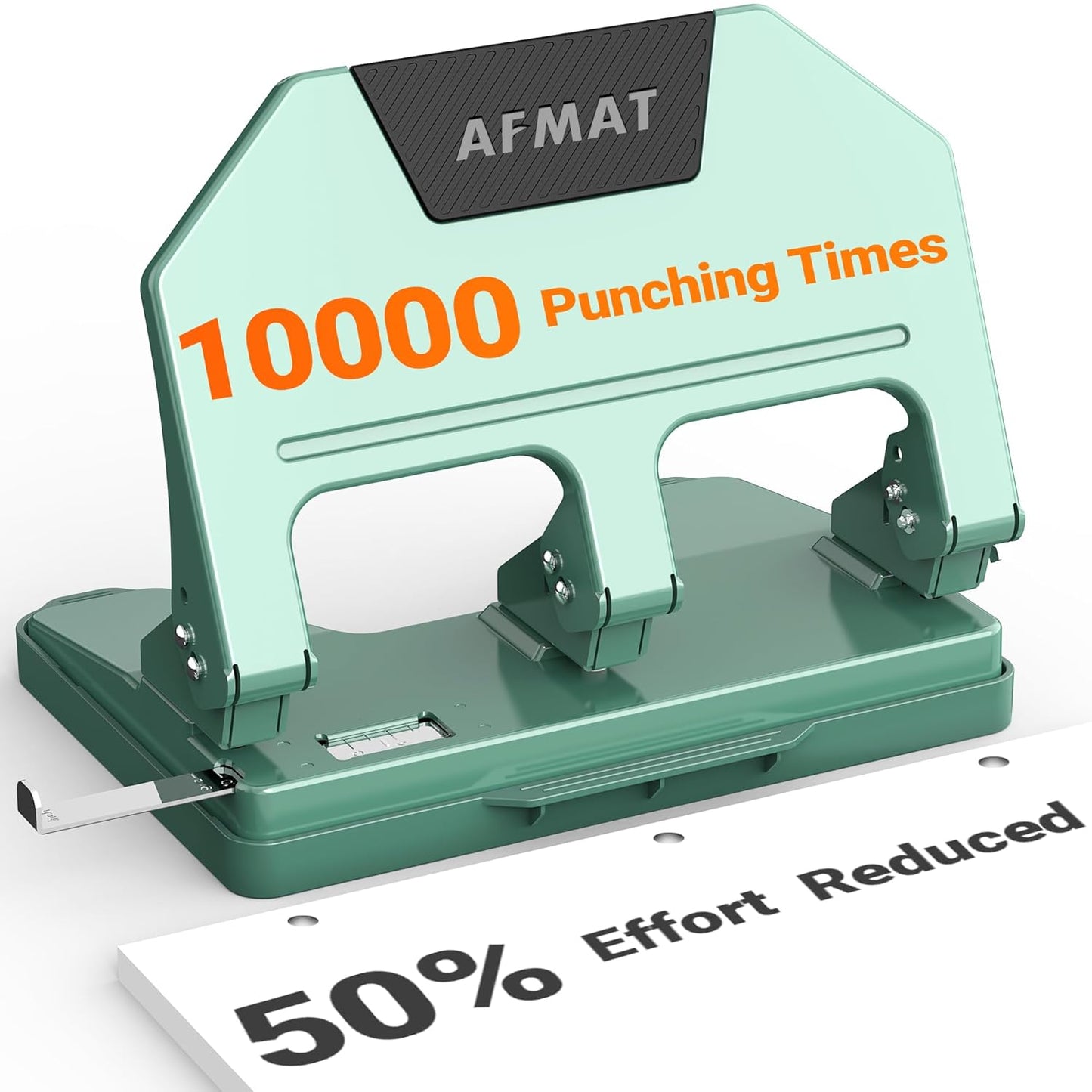 AFMAT HPX3 3 Hole Punch Heavy Duty, 40-Sheet 3 Hole Puncher for Binder, Metal Three Hole Punch w/ 10000+ Punching Times,Blue