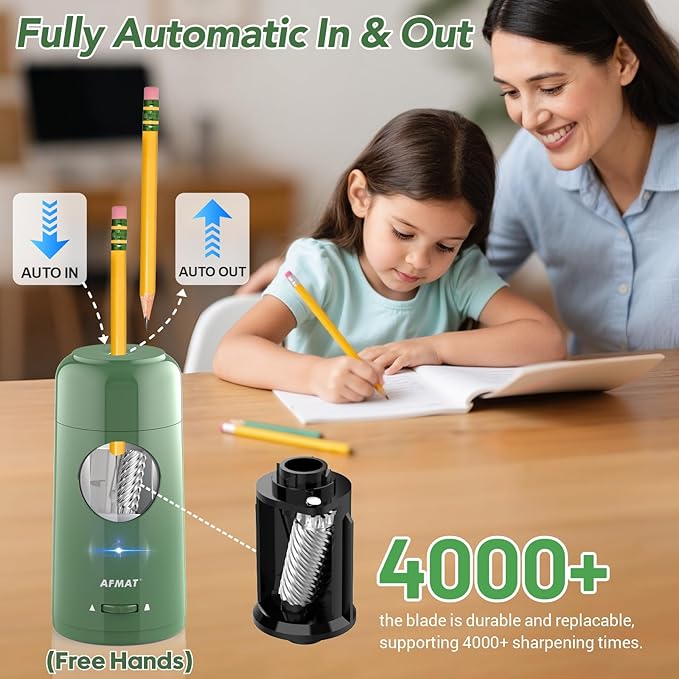 🎁Perfect Gift For A Teacher🎁Fully Automatic Rechargeable Electric Pencil Sharpener for 7-11.5mm Colored/Jumbo Pencils,PSX6GN