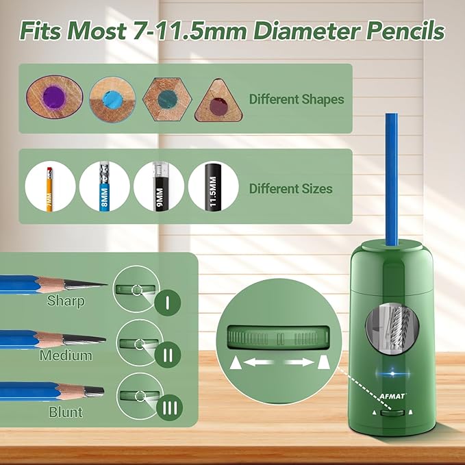 🎁Perfect Gift For A Teacher🎁Fully Automatic Rechargeable Electric Pencil Sharpener for 7-11.5mm Colored/Jumbo Pencils,PSX6GN