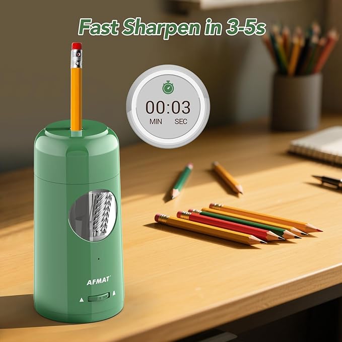 🎁Perfect Gift For A Teacher🎁Fully Automatic Rechargeable Electric Pencil Sharpener for 7-11.5mm Colored/Jumbo Pencils,PSX6GN