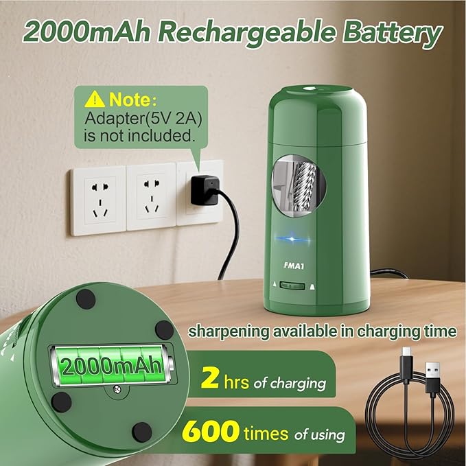 🎁Perfect Gift For A Teacher🎁Fully Automatic Rechargeable Electric Pencil Sharpener for 7-11.5mm Colored/Jumbo Pencils,PSX6GN