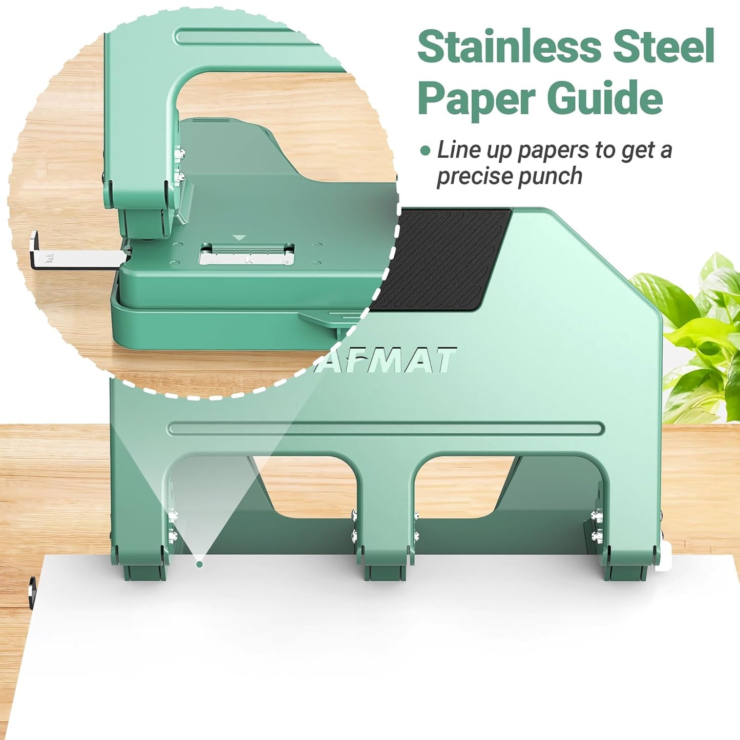 AFMAT HPX3 3 Hole Punch Heavy Duty, 40-Sheet 3 Hole Puncher for Binder, Metal Three Hole Punch w/ 10000+ Punching Times,Blue