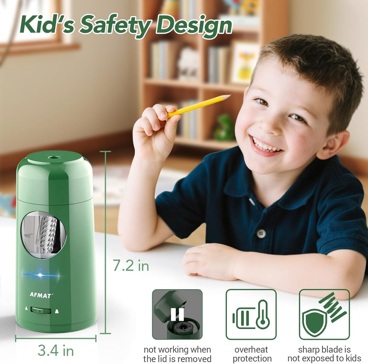 🎁Perfect Gift For A Teacher🎁Fully Automatic Rechargeable Electric Pencil Sharpener for 7-11.5mm Colored/Jumbo Pencils,PSX6GN