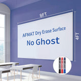 AFMAT D49 White Board Paper, 8x4 ft Dry Erase White Board Sticker, Peel and Stick Whiteboard, Dry Erase Paper Roll with Adhesive Backing, Extra Large, Super Sticky, No Ghost, 3 Markers