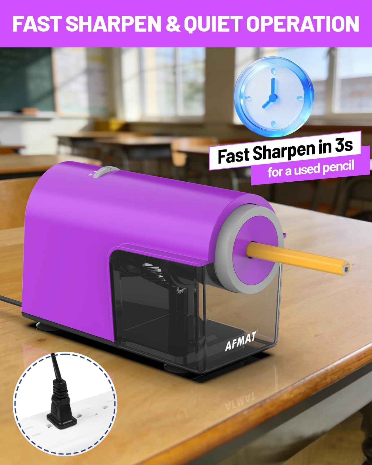 ✅Newest Model With Best Features✅Newly Upgraded Fully Automatic Electric Pencil Sharpener for 6.5-10.5mm No.2/Jumbo/Colored Pencils,3X Longer Cutter Life, PSC5PR