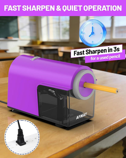 Newly Upgraded Fully Automatic Electric Pencil Sharpener for 6.5-10.5mm No.2/Jumbo/Colored Pencils,3X Longer Cutter Life, PSC5PR