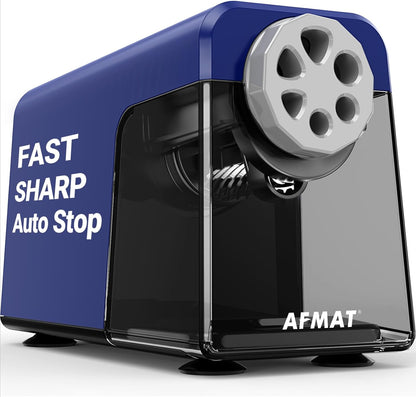 Disponible en México:AFMAT PSX1 Sacapuntas eléctrico resistente, 6 agujeros, parada automática para aula, sacapuntas eléctricos para lápices de colores de 6 a 11 mm, 7000 afilados, ahorran lápices, negro