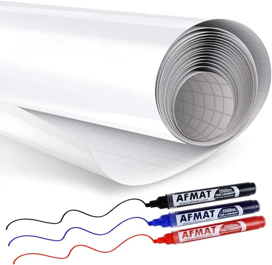 AFMAT WS01 White Board Sticker, Dry Eraser Paper for Wall, Upgrade PET-No Ghost, 1.45 x 11 ft,Model:WS01