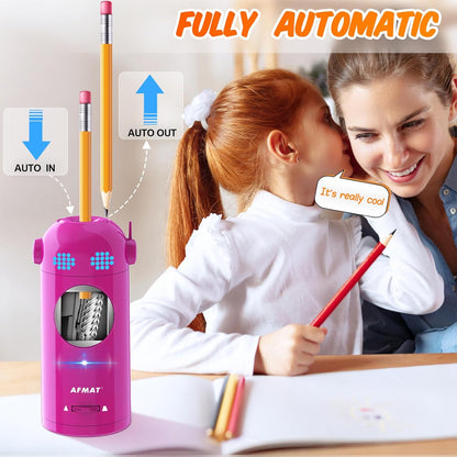 AFMAT PSX5ET Robot Fully Automatic Electric Pencil Sharpener for Colored Pencils 7-11.5mm,PSX5BKET