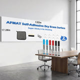 AFMAT White Board Sticker for Wall, 1.44x11ft Peel and Stick Whiteboard Wallpaper, Stain-Proof & Super Sticky Dry Erase Wall Decal, Dry Erase Contact Paper for Table/Door, 2 Rolls, 6 Markers, WS11Q2A