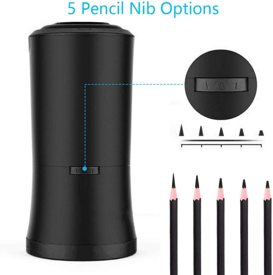 🎨Artists Must Have 🎨Electric Long Point Pencil Sharpener, 2 Holes, Fast Sharpen & Auto Stop, 8-17mm Long Point, Rechargeable Artist Pencil Sharpener for 6-9.6mm Large Pencils, Charcoal/Drawing/Colored Pencils,PS09