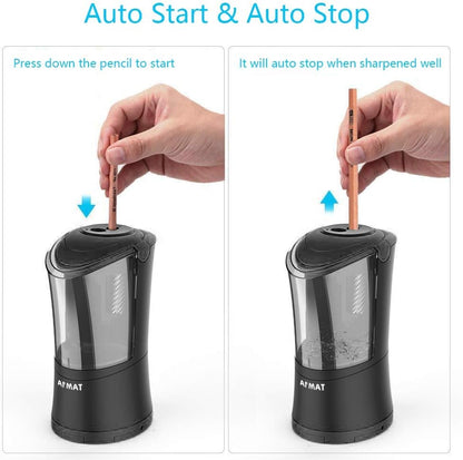 AFMAT PS09 Rechargeable Auto Stop Long Point Pencil Sharpener  for Artist,8-17mm Long Pencil Nibs,for 6-9.6mm Large Pencil Charcoal Drawing Sketching Colored Pencils,Blue