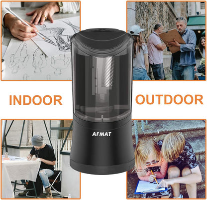 AFMAT PS09 Rechargeable Auto Stop Long Point Pencil Sharpener  for Artist,8-17mm Long Pencil Nibs,for 6-9.6mm Large Pencil Charcoal Drawing Sketching Colored Pencils,Blue