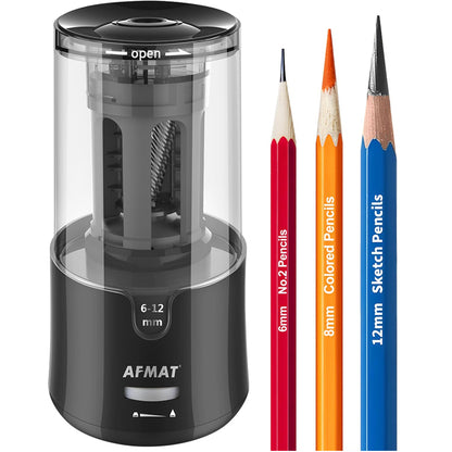 AFMAT PSA7 Electric Auto Stop Long Point Pencil Sharpener for Artist,8-17mm Super Long Point, for φ6-12mm Charcoal Drawing Sketching Colored Pencils