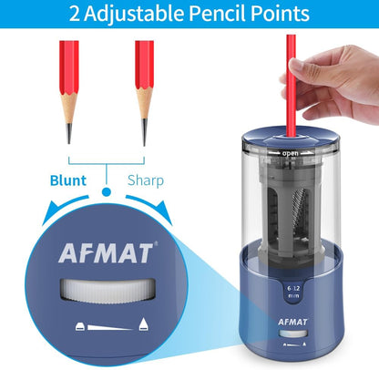 AFMAT PSA7 Electric Auto Stop Long Point Pencil Sharpener for Artist,8-17mm Super Long Point, for φ6-12mm Charcoal Drawing Sketching Colored Pencils