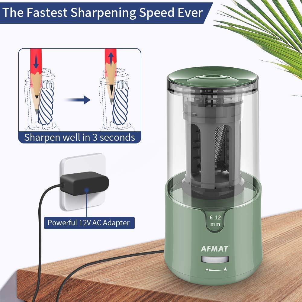🔵Used-good🔵Electric Pencil Sharpener Auto Stop for 6-12mm No.2/Jumbo Pencils,PS94GN