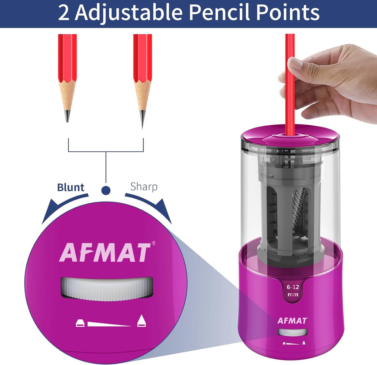 🔵Used-good🔵Electric Pencil Sharpener Auto Stop for 6-12mm No.2/Jumbo Pencils,PS91PR