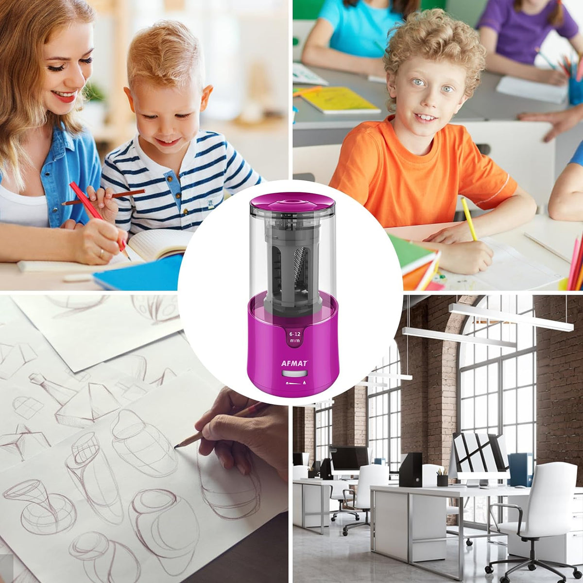 🔵Used-good🔵Electric Pencil Sharpener Auto Stop for 6-12mm No.2/Jumbo Pencils,PS91PR