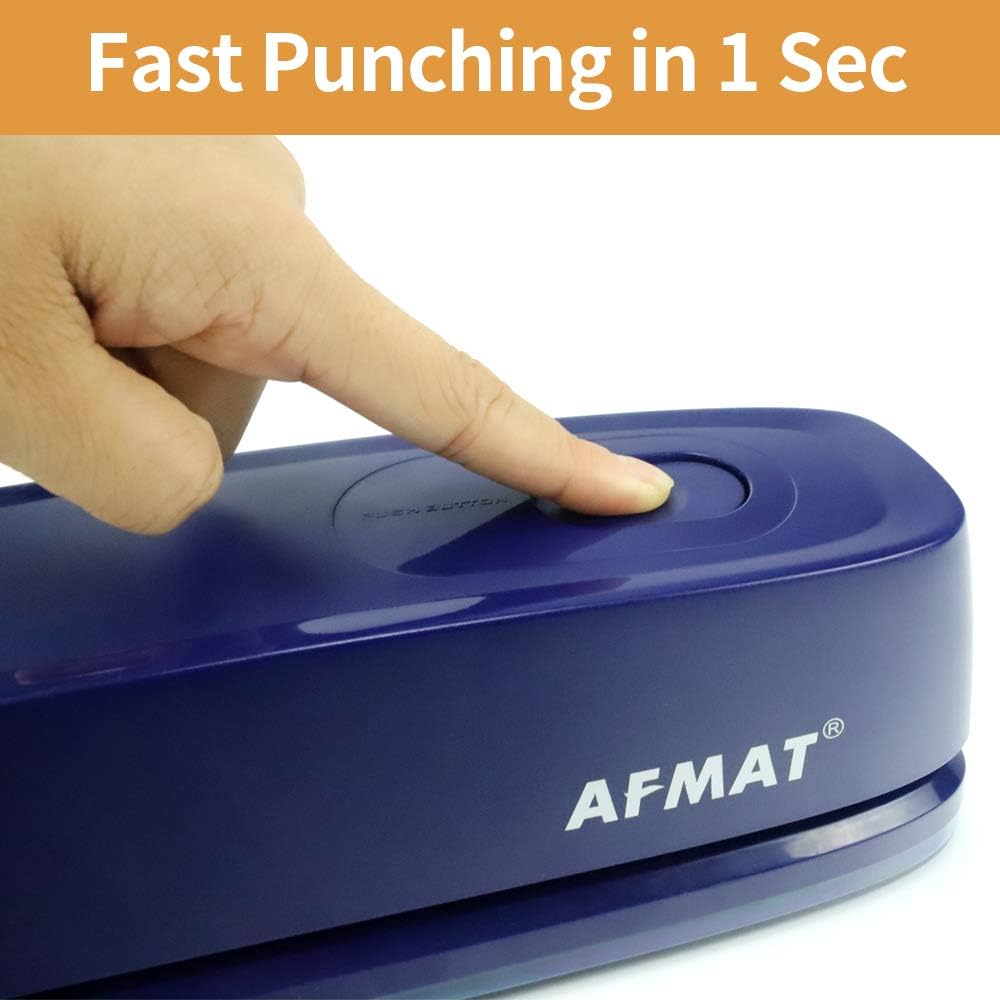AFMAT HP10 3 Hole Punch, AFMAT Electric Three Hole Punch Heavy Duty, 20-Sheet Punch Capacity,Green