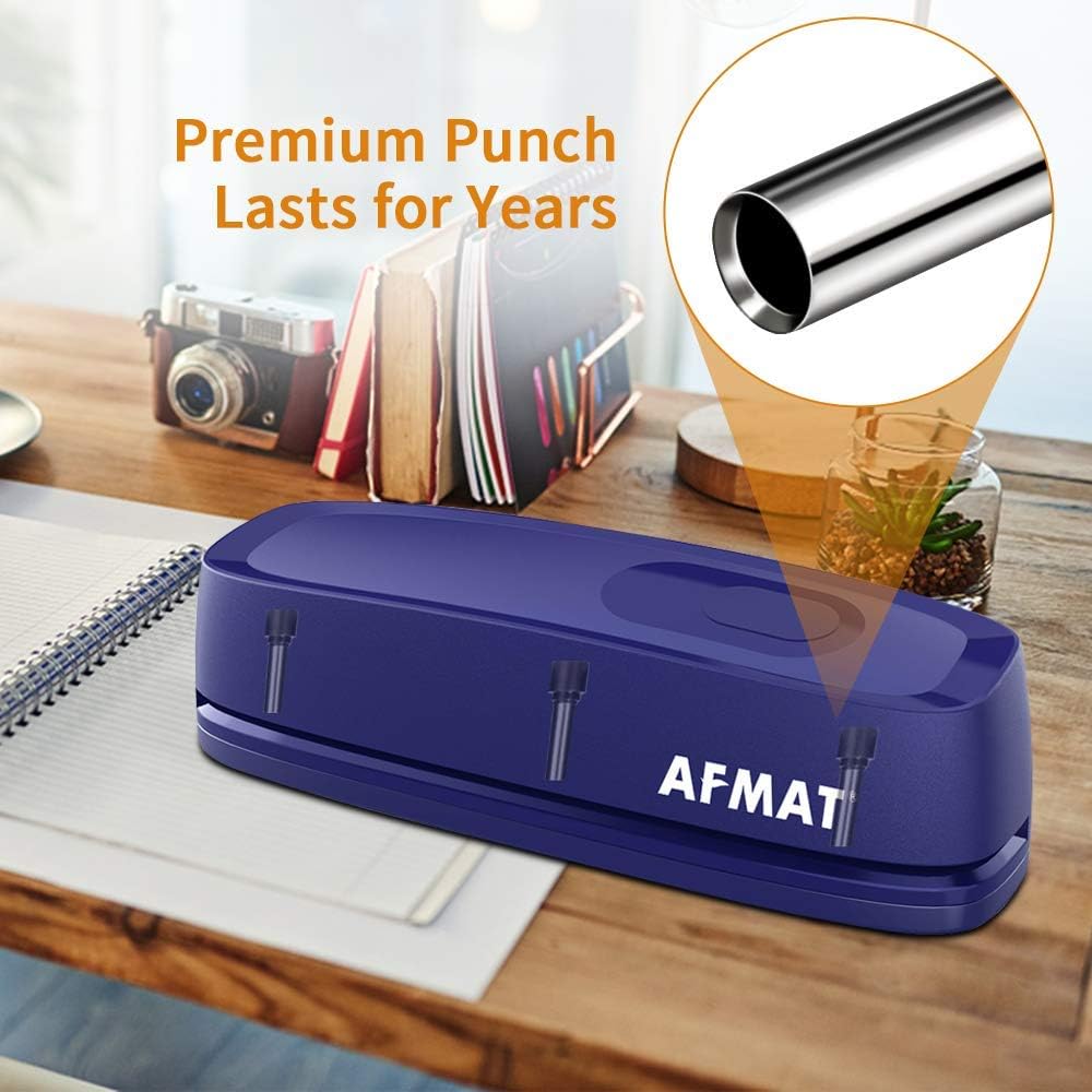 AFMAT HP10 3 Hole Punch, AFMAT Electric Three Hole Punch Heavy Duty, 20-Sheet Punch Capacity,Green