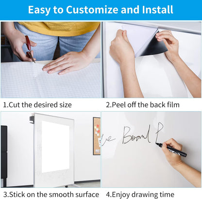 AFMAT WS41 Whiteboard Sticker, 17.3" x 78" Dry Erase Contact Paper, Peel and Stick White Board Wallpaper