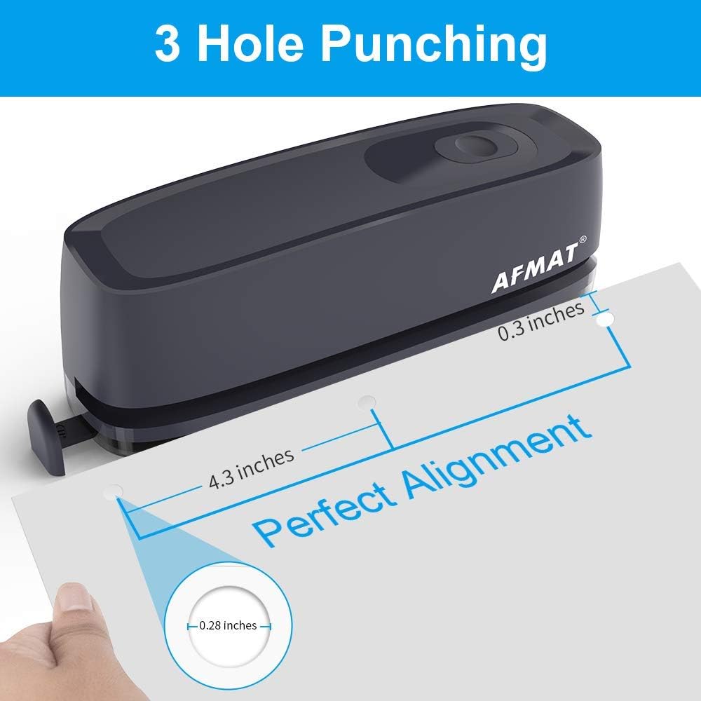 AFMAT HP10 3 Hole Punch, AFMAT Electric Three Hole Punch Heavy Duty, 20-Sheet Punch Capacity,Green