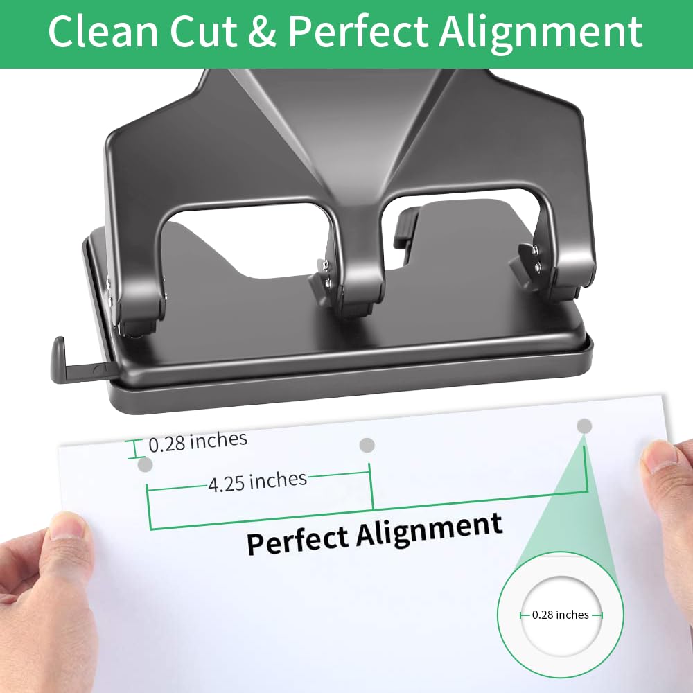 AFMAT HP14 3 Hole Punch Heavy Duty, 40-Sheet Three Hole Punch, 50% Reduced Effort Metal Paper Puncher w/Large Chip Tray,Blue