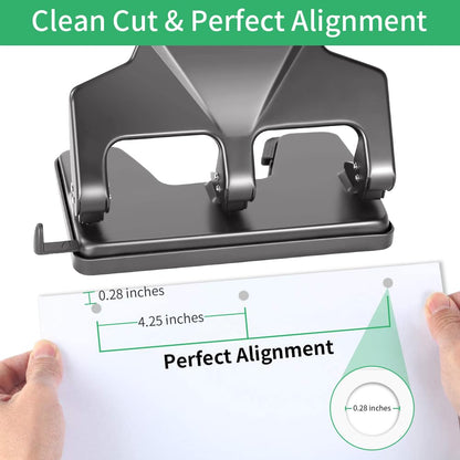 AFMAT HP14 3 Hole Punch Heavy Duty, 40-Sheet Three Hole Punch, 50% Reduced Effort Metal Paper Puncher w/Large Chip Tray,Blue