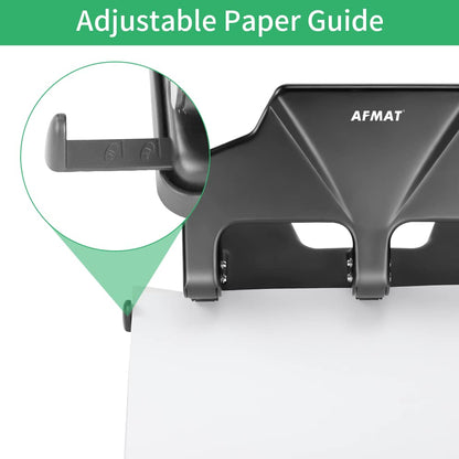 AFMAT HP14 3 Hole Punch Heavy Duty, 40-Sheet Three Hole Punch, 50% Reduced Effort Metal Paper Puncher w/Large Chip Tray,Blue